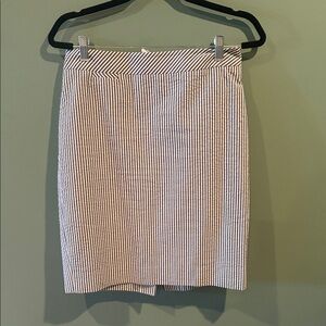 J. Crew Charcoal and White Seersucker Pencil Skirt